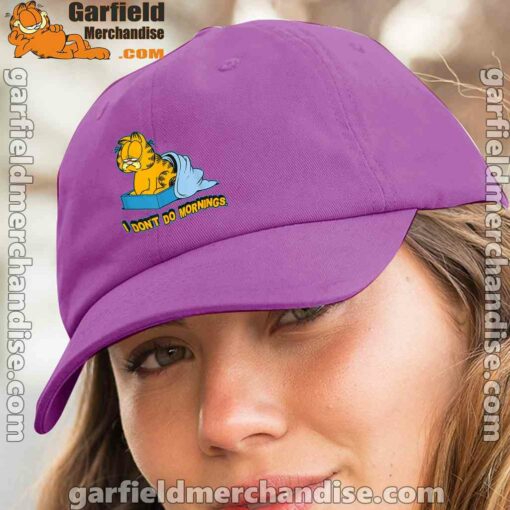 garfield dont do mornings purple hat