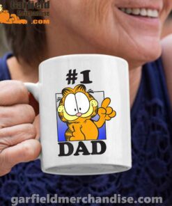 garfield fathers day number one dad white coffee mug