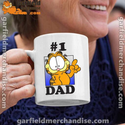 garfield fathers day number one dad white coffee mug