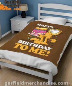 garfield happy birthday to me with cake brown blanket