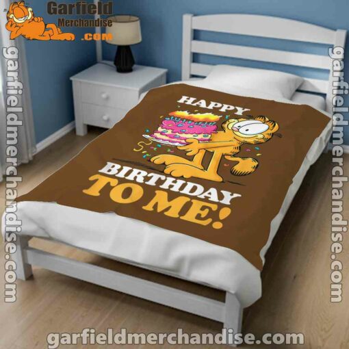 garfield happy birthday to me with cake brown blanket