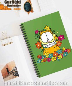 garfield in the garden green notebook