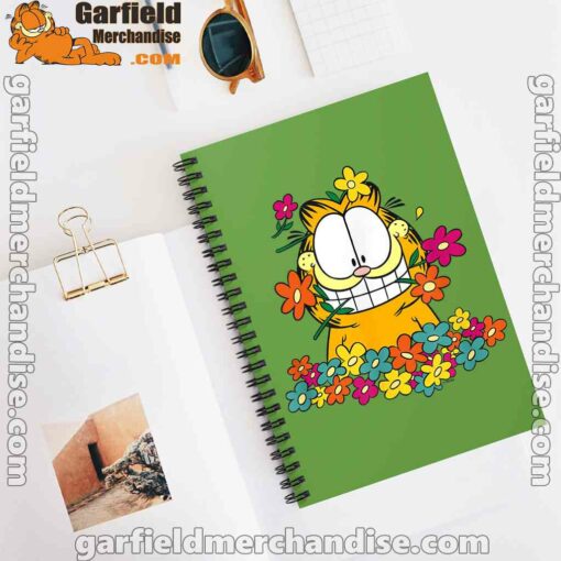 garfield in the garden green notebook