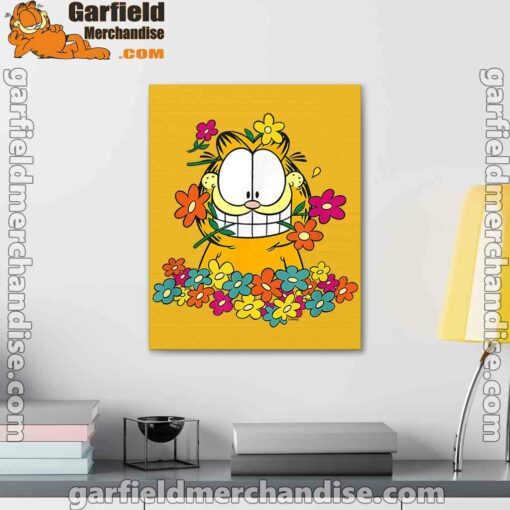 garfield in the garden yellow canvas