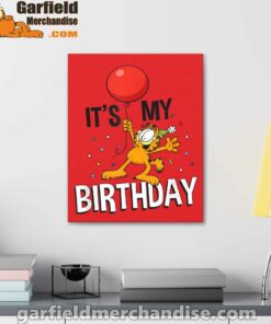 garfield its my birthday confetti celebration red canvas