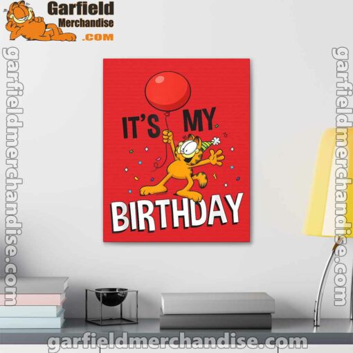 garfield its my birthday confetti celebration red canvas