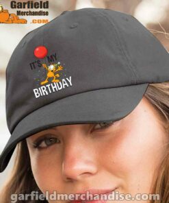 garfield its my birthday confetti celebration women black hat