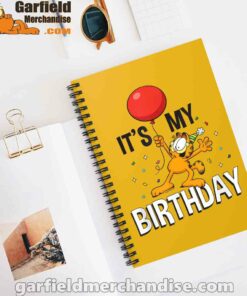 garfield its my birthday confetti celebration yellow notebook