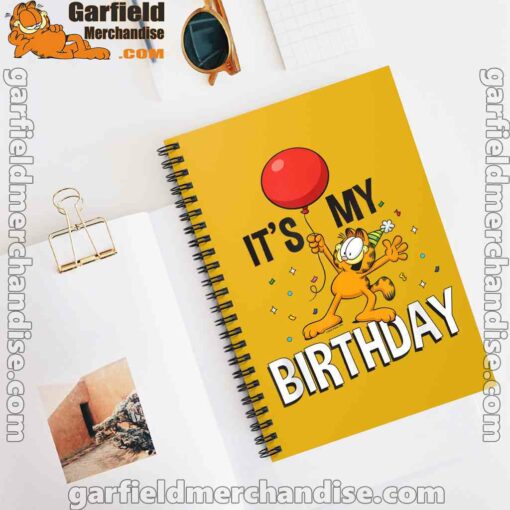 garfield its my birthday confetti celebration yellow notebook