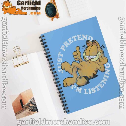 garfield just pretend im listening blue notebook