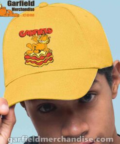 garfield lasagna slice pose men yellow hat