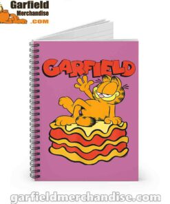 garfield lasagna slice pose pink notebook