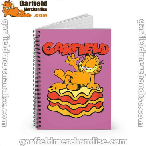 garfield lasagna slice pose pink notebook