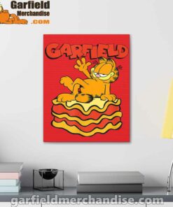 garfield lasagna slice pose red canvas