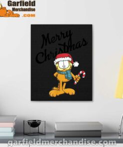 garfield merry christmas black canvas