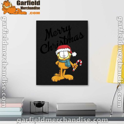 garfield merry christmas black canvas