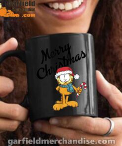 garfield merry christmas black mug