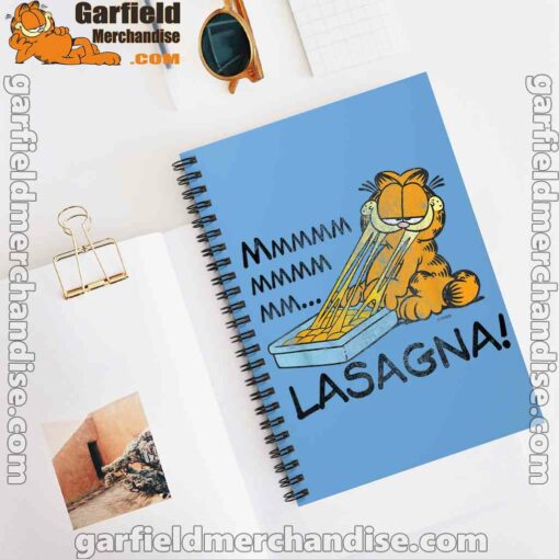 garfield mmm lasagna is life blue notebook