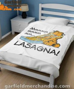 garfield mmm lasagna is life white blanket