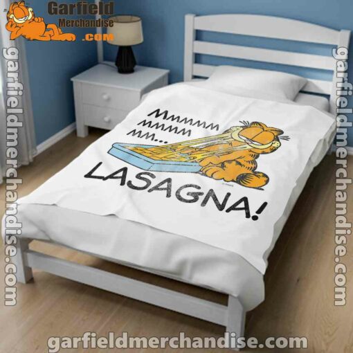 garfield mmm lasagna is life white blanket