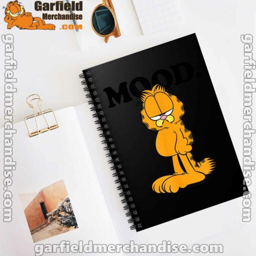 garfield mood too tired to care black notebook