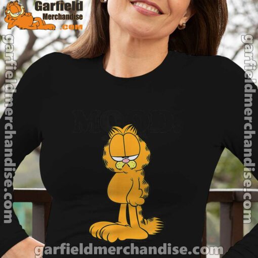 garfield mood too tired to care long sleeve black for women