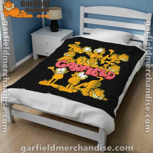 garfield multiple poses black blanket