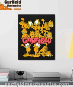 garfield multiple poses black canvas