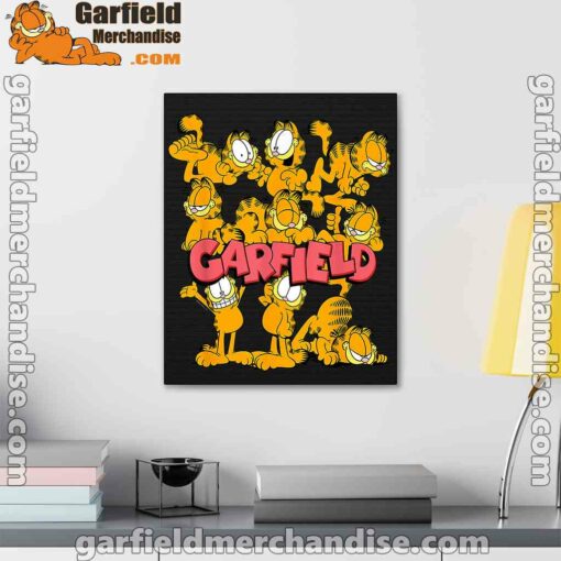 garfield multiple poses black canvas