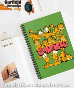 garfield multiple poses green notebook