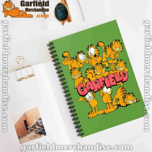 garfield multiple poses green notebook