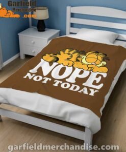 garfield nope not today lazy cat brown blanket