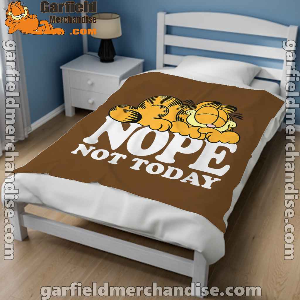 garfield nope not today lazy cat brown blanket