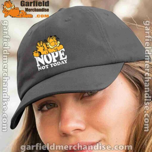 garfield nope not today lazy cat women black hat