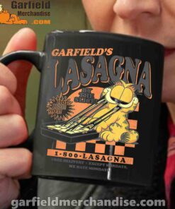 garfield vintage the slice garfields lasagna black coffee mug