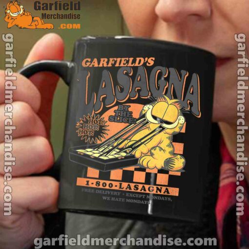 garfield vintage the slice garfields lasagna black coffee mug