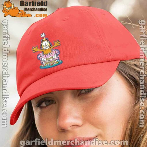 happy birthday garfield cat in town red hat