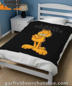 i hate mondays garfield black blanket