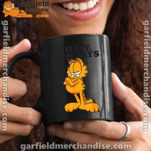 i hate mondays garfield black mug