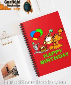 on your birthday garfield red notebook