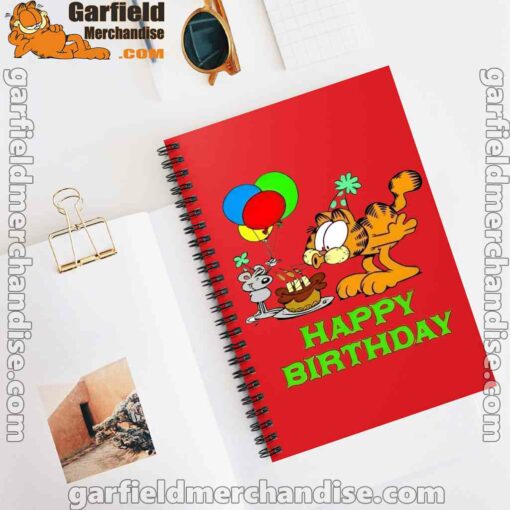 on your birthday garfield red notebook