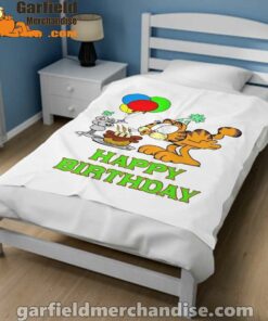 on your birthday garfield white blanket