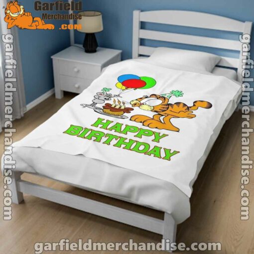 on your birthday garfield white blanket