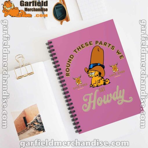 round these parts we love garfiel cowboy pink notebook