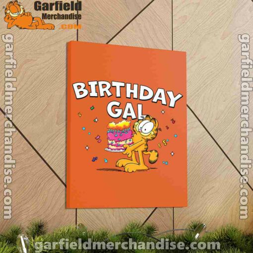 garfield birthday elebrating big chest orange canvas