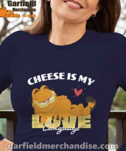 garfield cheese is my love lasagna navy long sleeve women