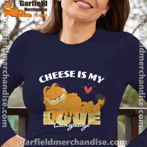 garfield cheese is my love lasagna navy long sleeve women