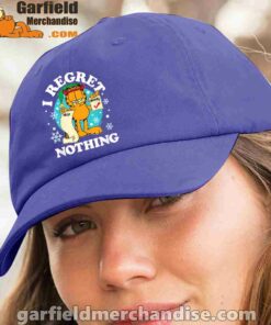 garfield christmas naughty list regret nothing blue hat women