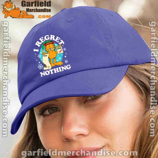 garfield christmas naughty list regret nothing blue hat women