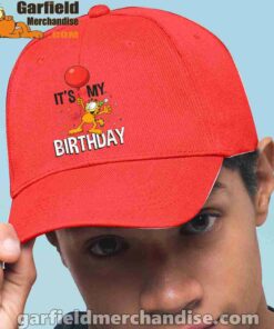 garfield its my birthday confetti celebration red hat